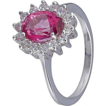 Серебряное кольцо Митра Ювелир R-1035-PT с розовым топазом, фианитами 1 Серебряное кольцо Митра Ювелир R-1035-PT с розовым топазом, фианитами 1