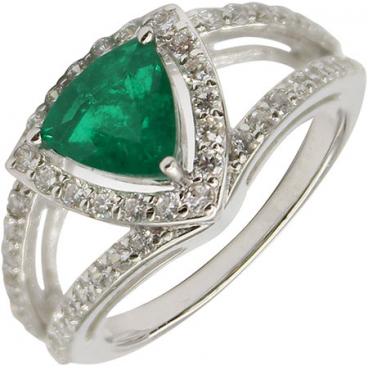 Серебряное кольцо Митра Ювелир R-1062-IEM с искусственным изумрудом, фианитами 1 Серебряное кольцо Митра Ювелир R-1062-IEM с искусственным изумрудом, фианитами 1