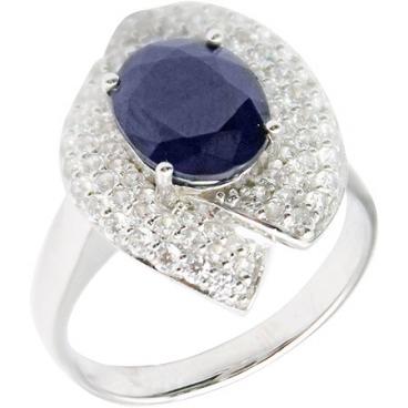 Серебряное кольцо Митра Ювелир R-1122-SA с сапфиром, фианитами 1 Серебряное кольцо Митра Ювелир R-1122-SA с сапфиром, фианитами 1
