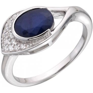 Серебряное кольцо Митра Ювелир R-1126-SA с сапфиром, фианитами 1 Серебряное кольцо Митра Ювелир R-1126-SA с сапфиром, фианитами 1