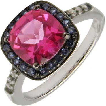 Серебряное кольцо Митра Ювелир R-1223/2-PT-NLB-BR с розовым топазом, нанокристаллами, фианитами 1 Серебряное кольцо Митра Ювелир R-1223/2-PT-NLB-BR с розовым топазом, нанокристаллами, фианитами 1