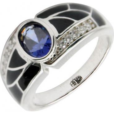 Серебряное кольцо Element47 by JV R06488-blue с эмалью, цирконием 1 Серебряное кольцо Element47 by JV R06488-blue с эмалью, цирконием 1