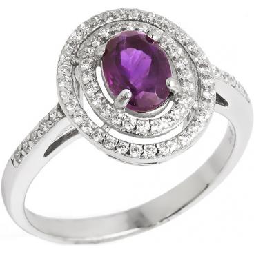 Серебряное кольцо Sandara RNR048 с аметистом, фианитами 1 Серебряное кольцо Sandara RNR048 с аметистом, фианитами 1