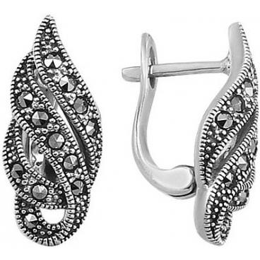 Серебряные серьги Национальное Достояние S-1046-nd с марказитами 1