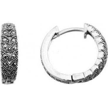 Серебряные серьги круглые Национальное Достояние S-394-nd с марказитами 1