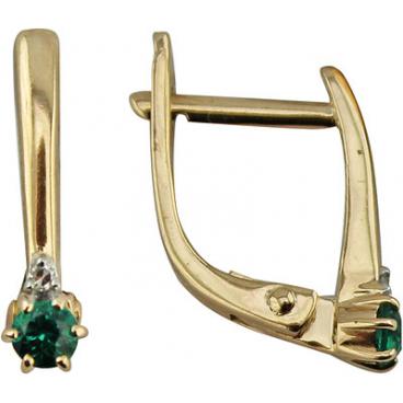 Золотые серьги Ювелирные Традиции S112-4072GTI с гидротермальными изумрудами, бриллиантами 1 Золотые серьги Ювелирные Традиции S112-4072GTI с гидротермальными изумрудами, бриллиантами 1