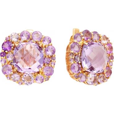 Серьги с аметистом из золота Ювелирные Традиции S120-1768AM 1 Серьги с аметистом из золота Ювелирные Традиции S120-1768AM 1