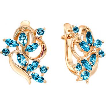 Золотые серьги Ювелирные Традиции S120-3438TL с Лондон топазами 1 Золотые серьги Ювелирные Традиции S120-3438TL с Лондон топазами 1