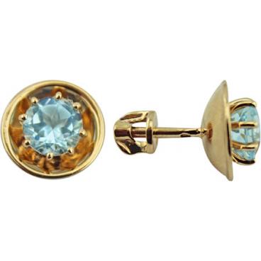 Золотые серьги-пусеты (гвоздики) с топазом Ювелирные Традиции S120-4211T 1 Золотые серьги-пусеты (гвоздики) с топазом Ювелирные Традиции S120-4211T 1