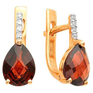 Золотые серьги Ювелирные Традиции S122-1761GR с гранатами, фианитами 1 Золотые серьги Ювелирные Традиции S122-1761GR с гранатами, фианитами 1