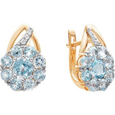 Золотые серьги Ювелирные Традиции S122-3911T с топазами, фианитами 1 Золотые серьги Ювелирные Традиции S122-3911T с топазами, фианитами 1