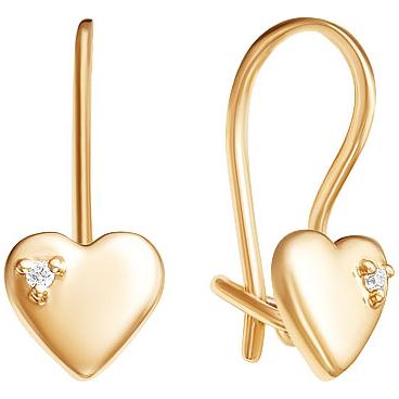 Детские золотые серьги Ювелирные Традиции S130-4348 с фианитами 1 Детские золотые серьги Ювелирные Традиции S130-4348 с фианитами 1