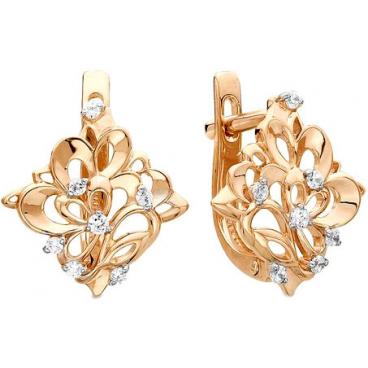 Золотые серьги Ювелирные Традиции S132-2876 с фианитами 1 Золотые серьги Ювелирные Традиции S132-2876 с фианитами 1