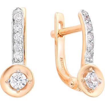 Золотые серьги Ювелирные Традиции S132-3519 с фианитами 1 Золотые серьги Ювелирные Традиции S132-3519 с фианитами 1