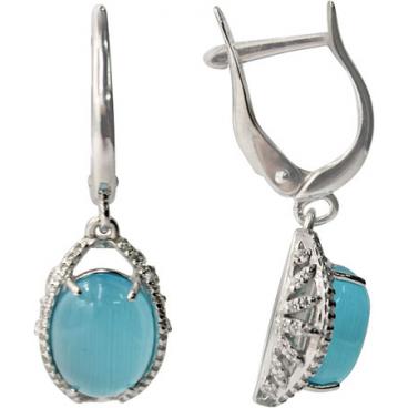 Серебряные серьги Эстет S3S254369 с цирконием, кошачьим глазом 1 Серебряные серьги Эстет S3S254369 с цирконием, кошачьим глазом 1