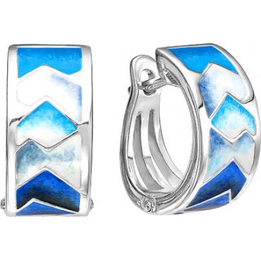 Серебряные серьги кольца конго Ювелирные Традиции S6110-3338 с эмалью 1 Серебряные серьги кольца конго Ювелирные Традиции S6110-3338 с эмалью 1