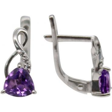 Серебряные серьги Ювелирные Традиции S620-1476Am с аметистами, фианитами 1 Серебряные серьги Ювелирные Традиции S620-1476Am с аметистами, фианитами 1