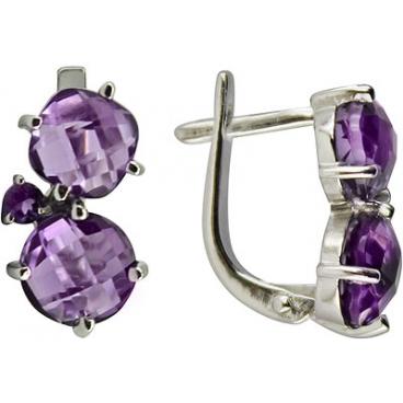 Серебряные серьги Ювелирные Традиции S620-1769AM с аметистами 1 Серебряные серьги Ювелирные Традиции S620-1769AM с аметистами 1