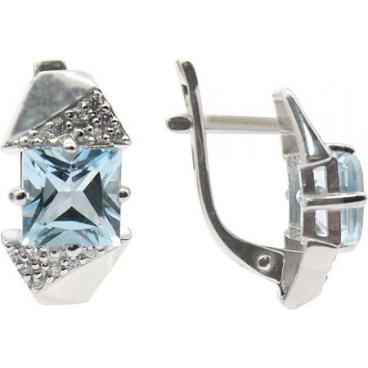 Серебряные серьги Ювелирные Традиции S620-4136T с топазами, фианитами 1 Серебряные серьги Ювелирные Традиции S620-4136T с топазами, фианитами 1