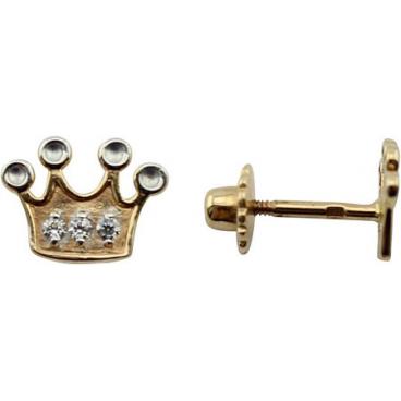 Детские золотые серьги-пусеты (гвоздики) СБ Золото SG-26/23511 с фианитами 1 Детские золотые серьги-пусеты (гвоздики) СБ Золото SG-26/23511 с фианитами 1