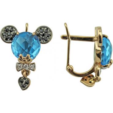 Детские золотые серьги СБ Золото SG-26/33373 с фианитами, топазами 1 Детские золотые серьги СБ Золото SG-26/33373 с фианитами, топазами 1