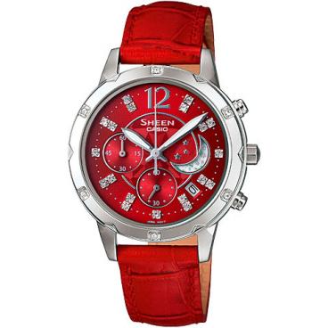 Женские японские наручные часы Casio SHE-5017L-4A с хронографом 1