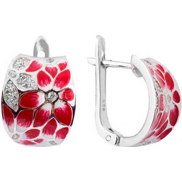 Серебряные серьги Национальное Достояние SMXJE-0074-nd с эмалью, фианитами 1 Серебряные серьги Национальное Достояние SMXJE-0074-nd с эмалью, фианитами 1