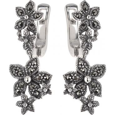 Серебряные серьги Винтаж TJE026 с марказитами 1