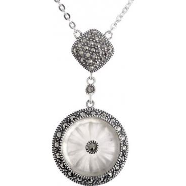 Серебряный кулон подвеска Винтаж TJN030 с марказитами, кристаллами 1