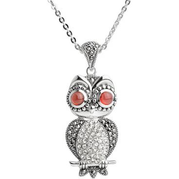 Серебряный кулон подвеска Винтаж TJN152 с марказитами, гранатами, фианитами 1