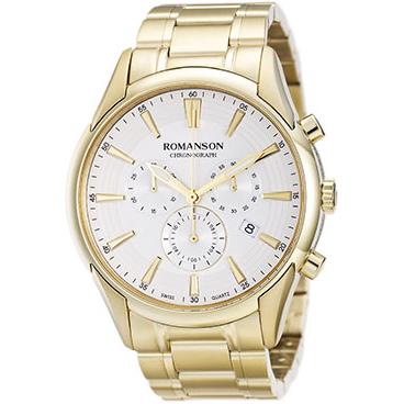 Мужские швейцарские наручные часы Romanson TM5A21HMG(WH) с хронографом 1