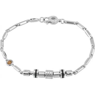 Стильный мужской серебряный браслет-цепь Comete UBR359 с эмалью 1 Стильный мужской серебряный браслет-цепь Comete UBR359 с эмалью 1