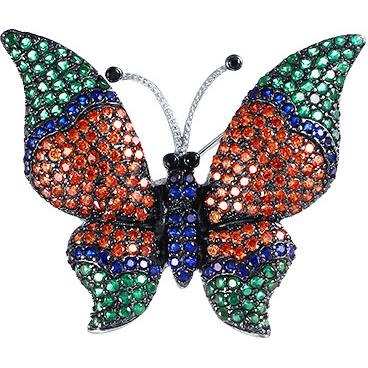 Серебряная брошь Element47 by JV XB0009-A c цирконом 1 Серебряная брошь Element47 by JV XB0009-A c цирконом 1